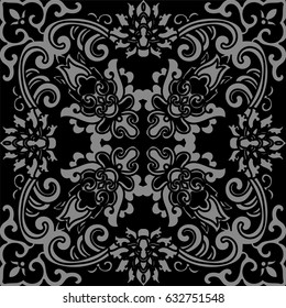 Antique seamless background botanic spiral cross flower