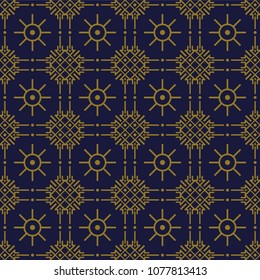 Antique seamless background Check Cross Round Dot Line Flower, Ideal for wallpaper decoration or greeting card design template.