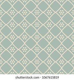 Antique seamless background Check Diamond Cross Frame Dot Flower, Ideal for wallpaper decoration or greeting card design template.