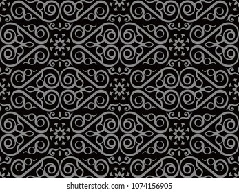 Antique seamless background Check Spiral Curve Cross Frame Vine Flower, Ideal for wallpaper decoration or greeting card design template.