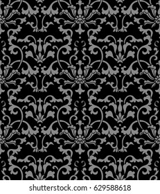 Antique seamless background Chinese botanic garden spiral vine flower leaf