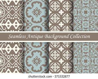 Antique seamless background collection brown and blue_04
