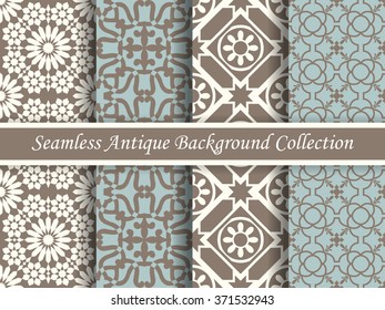 Antique seamless background collection brown and blue_05
