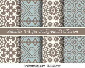 Antique seamless background collection brown and blue_06
