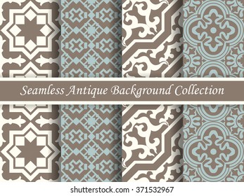 Antique seamless background collection brown and blue_10
