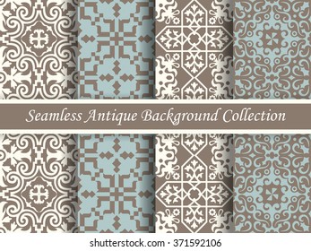 Antique seamless background collection brown and blue
