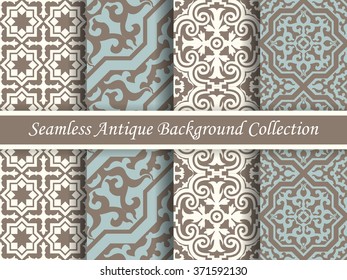 Antique seamless background collection brown and blue
