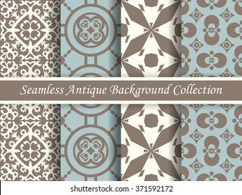 Antique seamless background collection brown and blue
