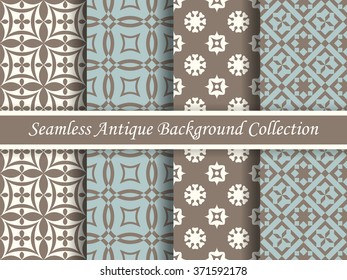 Antique seamless background collection brown and blue