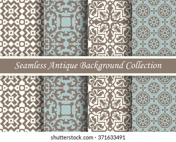 Antique seamless background collection brown and blue_24
