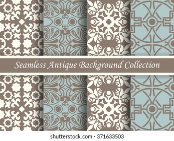 Antique seamless background collection brown and blue_25
