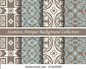 Antique seamless background collection brown and blue_30
