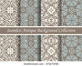 Antique seamless background collection brown and blue_32