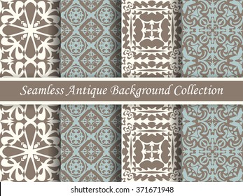 Antique seamless background collection brown and blue_33