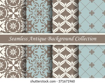 Antique seamless background collection brown and blue_39
