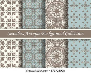 Antique seamless background collection brown and blue_48
