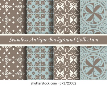 Antique seamless background collection brown and blue_46
