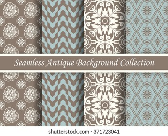 Antique seamless background collection brown and blue_45
