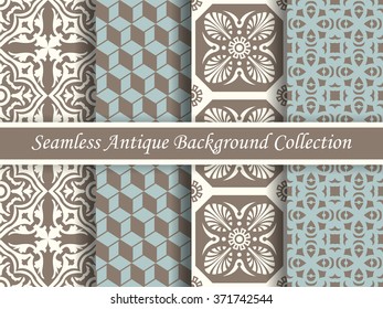 Antique seamless background collection brown and blue_51
