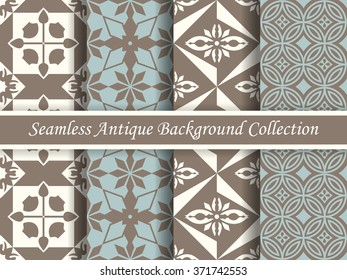 Antique seamless background collection brown and blue_58
