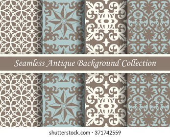 Antique seamless background collection brown and blue_52
