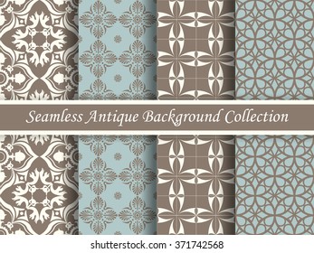 Antique seamless background collection brown and blue_54
