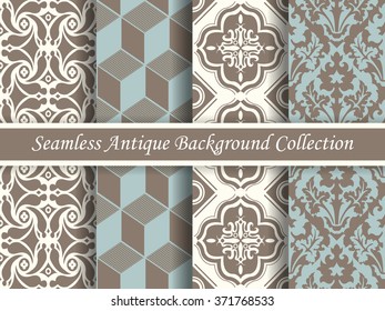 Antique seamless background collection brown and blue_70
