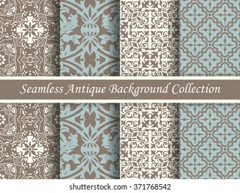 Antique seamless background collection brown and blue_65
