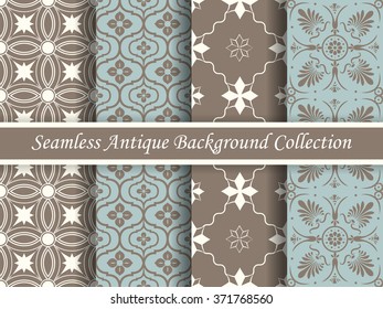 Antique seamless background collection brown and blue_61
