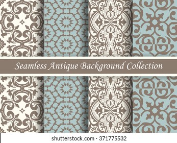 Antique seamless background collection brown and blue_71
