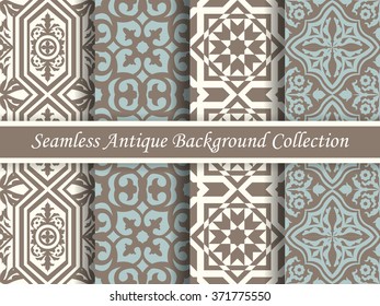 Antique seamless background collection brown and blue_75

