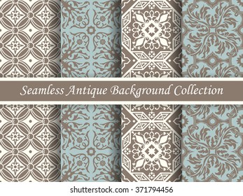 Antique seamless background collection brown and blue_86
