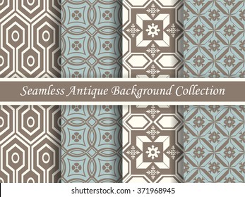 Antique seamless background collection brown and blue_98
