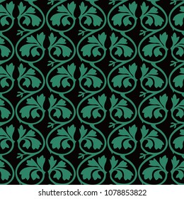 Antique seamless background Curve Cross Spiral Vine Plant Leaf, Ideal for wallpaper decoration or greeting card design template.