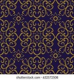 Antique seamless background curve cross spiral frame flower