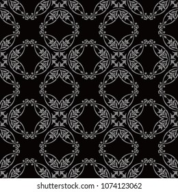 Antique seamless background Curve Round Cross Vine Flower, Ideal for wallpaper decoration or greeting card design template.