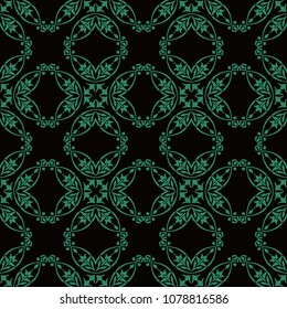 Antique seamless background Curve Round Cross Vine Flower, Ideal for wallpaper decoration or greeting card design template.