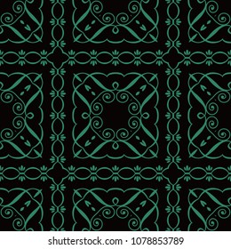 Antique seamless background Curve Spiral Square Cross Frame Vine Line, Ideal for wallpaper decoration or greeting card design template.