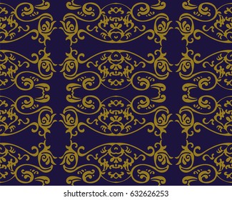Antique seamless background curve spiral feather cross