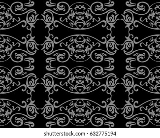 Antique seamless background curve spiral feather cross