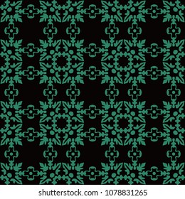 Antique seamless background Curve Square Cross Leaf Flower Chain, Ideal for wallpaper decoration or greeting card design template.