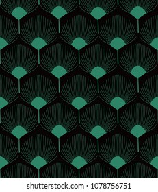 Antique seamless background Fan Shape Nature Flower, Ideal for wallpaper decoration or greeting card design template.