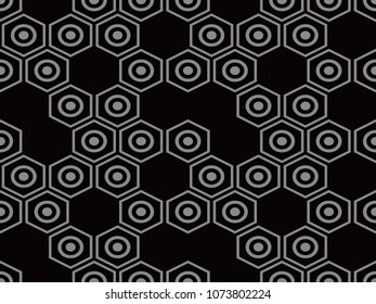 Antique seamless background Hexagon Round Cross Frame Chain, Ideal for wallpaper decoration or greeting card design template.