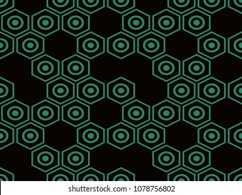 Antique seamless background Hexagon Round Cross Frame Chain, Ideal for wallpaper decoration or greeting card design template.