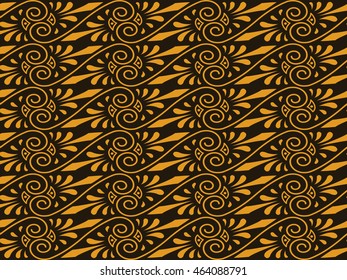 Antique seamless background image of aboriginal brown golden spiral cross vine flower
