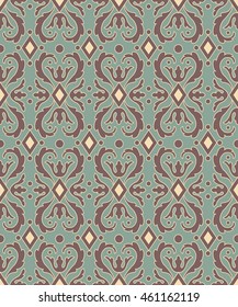 Antique seamless background image of curve spiral round rhomb check kaleidoscope
