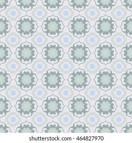 Antique seamless background image of elegant blue green curve cross kaleidoscope
