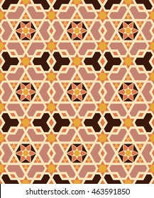 Antique seamless background image of Islamic geometry cross polygon star frame
