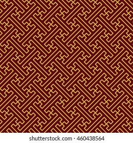 Antique seamless background image of oriental Chinese geometry spiral cross tracery
