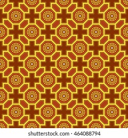 Antique seamless background image of oriental Chinese polygon square cross geometry flower lattice
